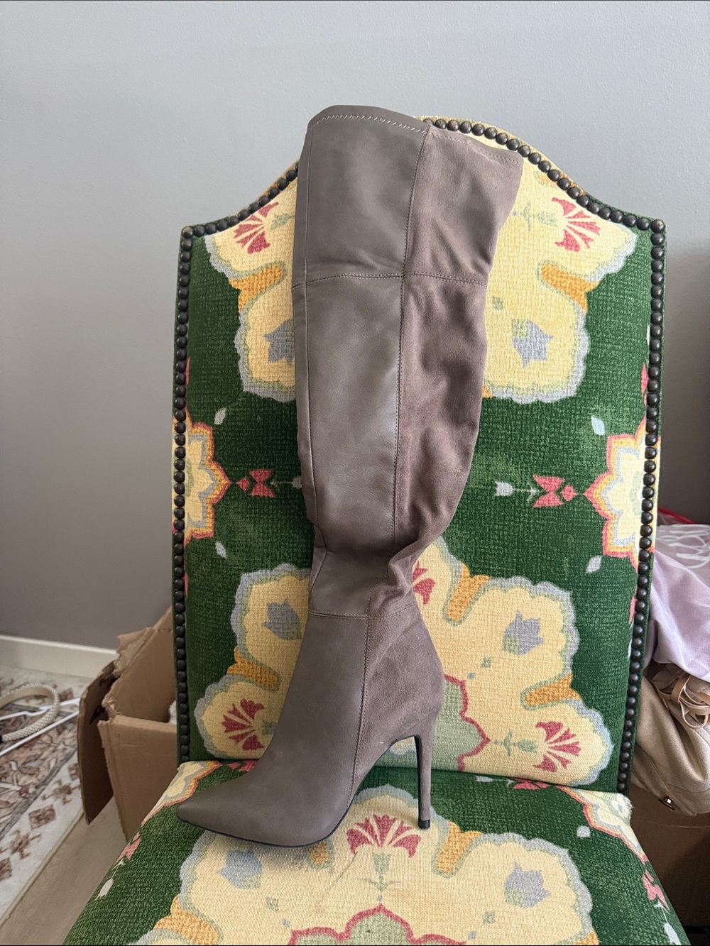 Wild Diva Taupe Over-the-Knee Stiletto Boots